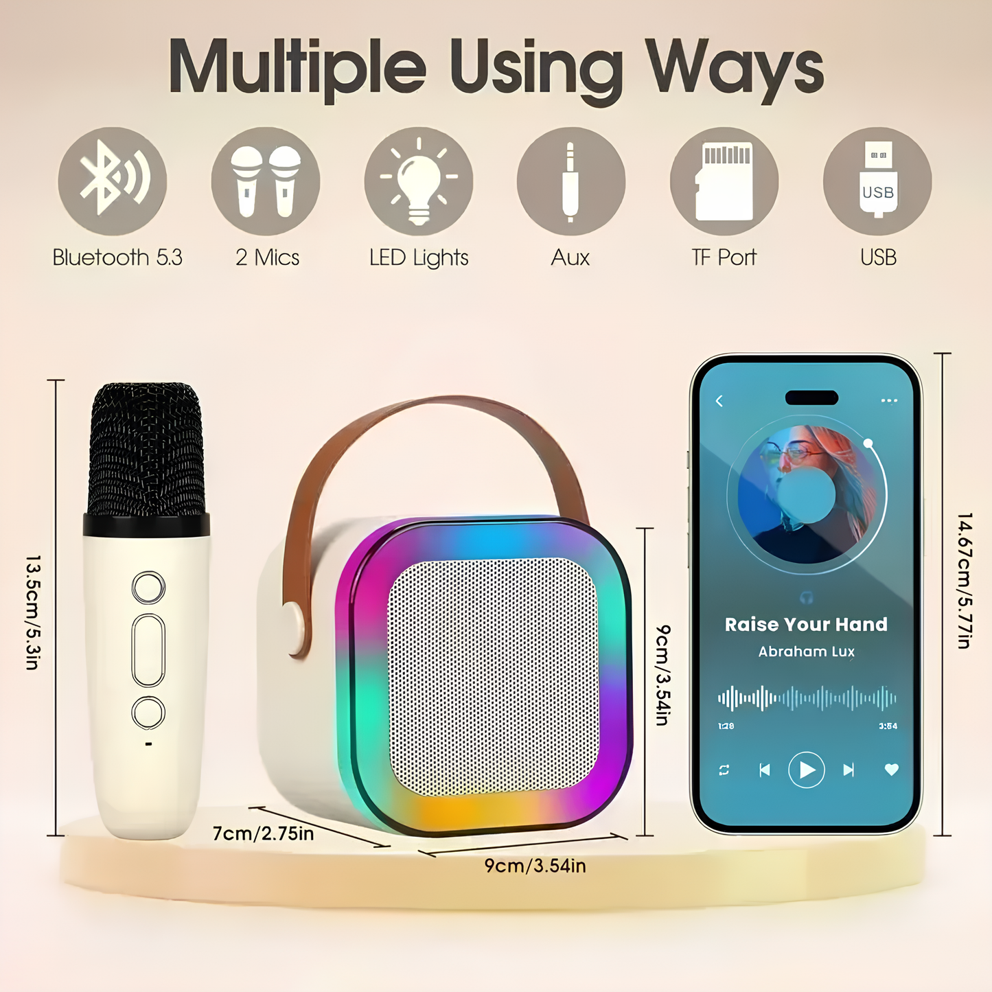 GlowSound™ Karaoke Speaker – Portable Wireless RGB Party System